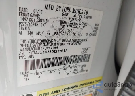 2013 Ford Expedition Xlt from USA, damaged, VIN 1FMJU1H53DEF28683